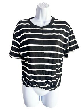 Sanctuary Black and White Striped Knot Tie Tee Size XS - NWT